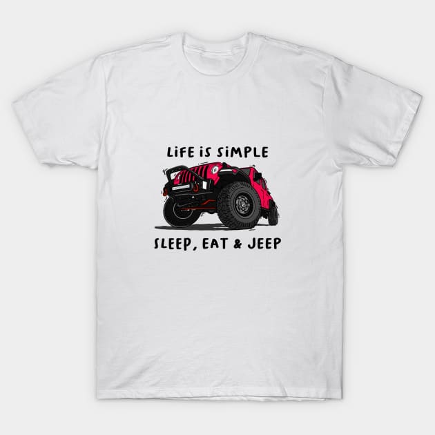 American Jeep Pink T-Shirt by 4x4 Sketch